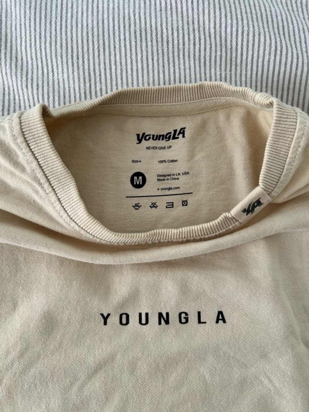 YoungLA Cream Logo Crewneck Tee